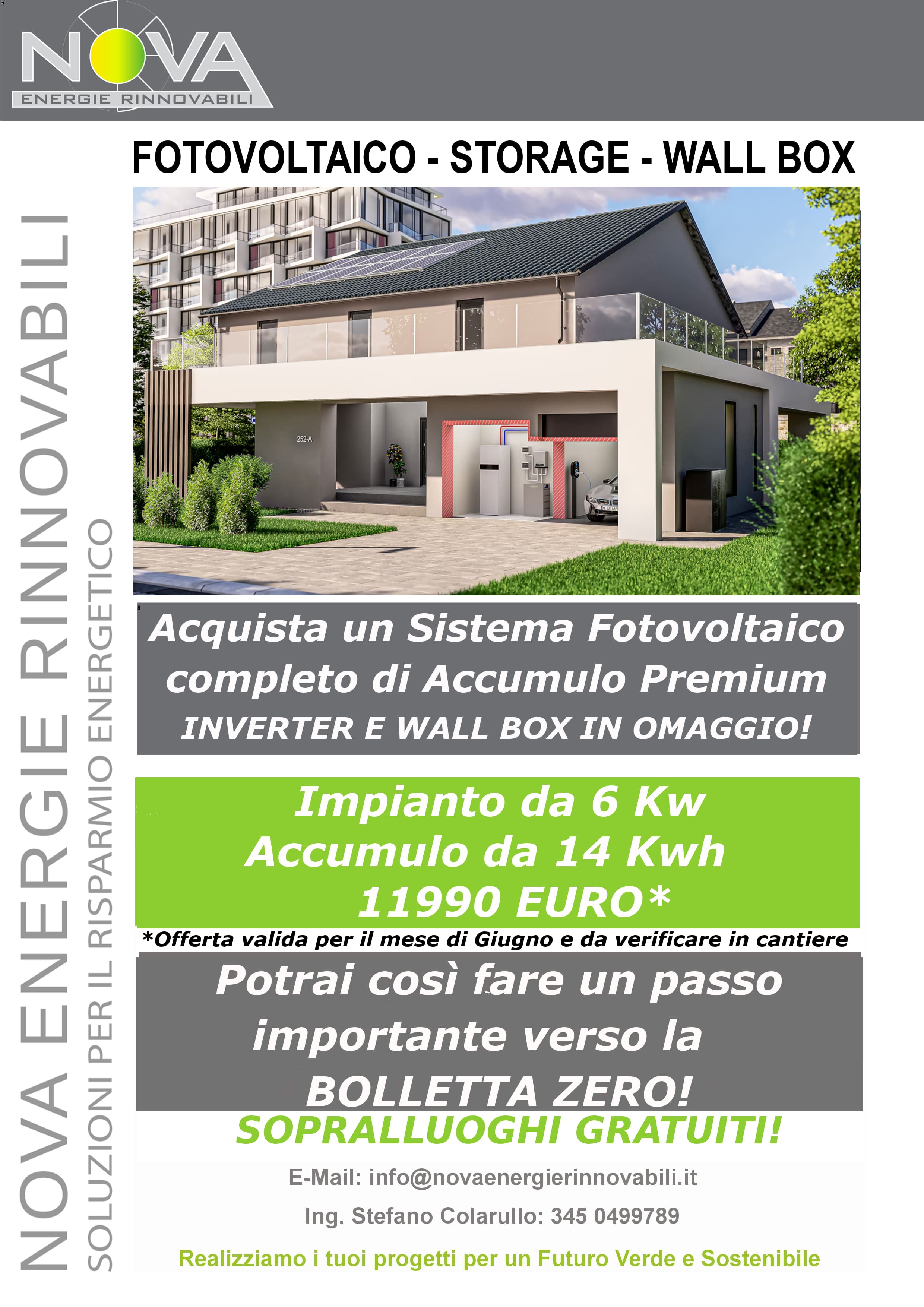 Nova Energie Rinnovabili - offerta giugno Fotovoltaico e Storage e Wallbox